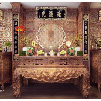 Án gian thờ bàn thờ tủ thờ gỗ hương