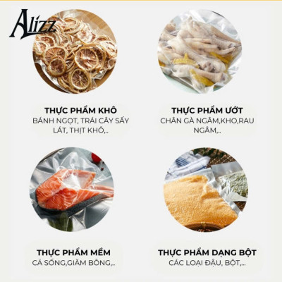Máy Hút Chân Không ALIZZ Hoàn Toàn Tự Động Máy Đóng Gói Thực Phẩm Khử Trùng Bằng Tia Cực Tím Máy Niêm Phong Thực Phẩm Tặng Kèm 10 Túi Hút PaKaSa - Hàng chính hãng 