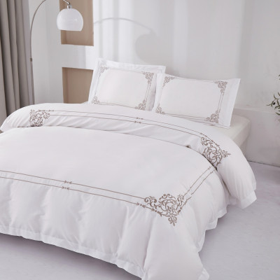 Bộ chăn ra Casa Bello Home -Set Victoria Sand Bộ chăn ga gối Cotton satin thêu họa tiết thêu 5 món