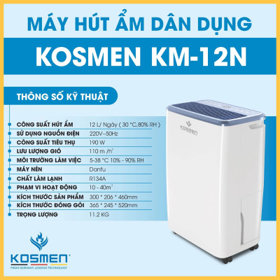 MÁY HÚT ẨM KOSMEN KM-12N - Hàng Chính Hãng