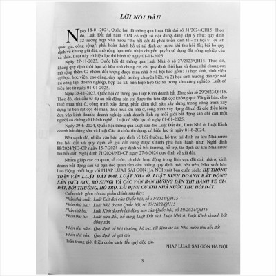 Sách Luật Đất Đai - Luật Nhà Ở - Luật Kinh Doanh Bất Động Sản và Văn Bản Hướng Dẫn Thi Hành - V2431D