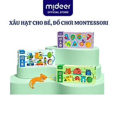 Xâu hạt cho bé, đồ chơi Montessori luồn khối gỗ phát triển tư duy trí tuệ Mideer Lacing Beads