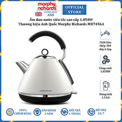 Ấm đun nước siêu tốc cao cấp Morphy Richards MR7456A 1.5L 1850W - Hàng Nhập Khẩu