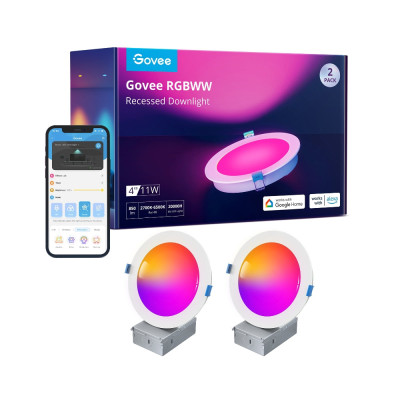Đèn LED âm trần Govee RGBWW 4 Inch Smart Recessed Downlight H601B | Trải nghiệm ánh sáng tuyệt vời