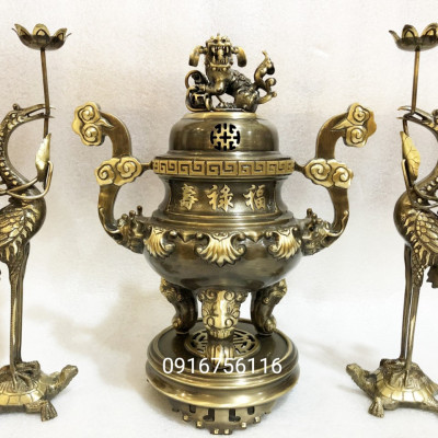 Bộ đỉnh đồng thờ cúng, lư thờ bằng đồng vàng, bộ đỉnh đồng hàng đẹp bộ đồ thờ đồ thờ cúng