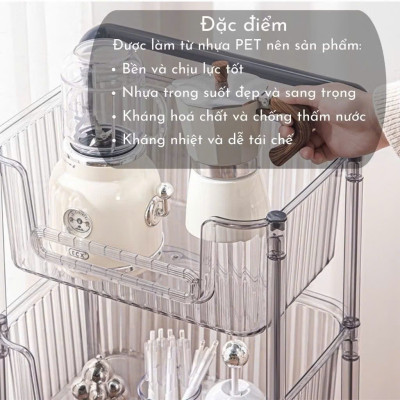 Kệ Nhà Bếp 3 Tầng Trong Suốt Hình Heo Có Bánh Xe Xịn Sò - Kệ Để Mỹ Phẩm, Đồ Trang Điểm Đa Năng - HÀNG CHÍNH HÃNG MINIIN