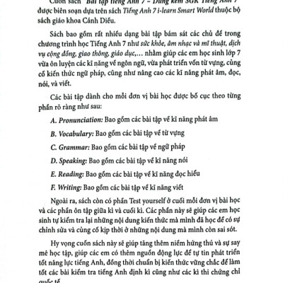 BÀI TẬP TIẾNG ANH 7 DÙNG KÈM SGK TIẾNG ANH 7 - BÁM SÁT SGK CÁNH DIỀU ( I - LEARN SMART WORLD ) - KHÔNG ĐÁP ÁN