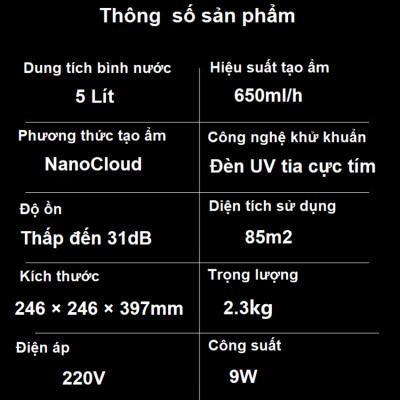 Máy tạo độ ẩm công nghệ NanoCloud Philips HU5969 tia UV khử khuẩn - Dùng cho phòng diện tích 85m2 - Hàng nhập khẩu
