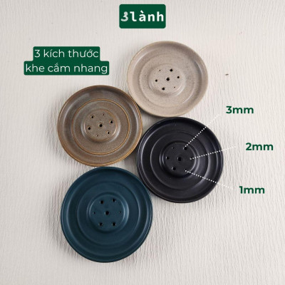 Đế Hứng Nhang Trầm Hương 3 Lành Bằng Gốm Tối Giản Phong Cách Thiền Nhật Đựng Tàn Nhang Giữ Sạch Bàn