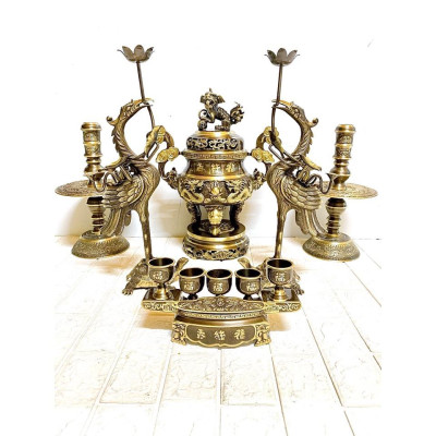 BỘ ĐỈNH 42 CM RÔNG NỔI MÁU 2 NAI NẶNG 1.4.5 KG CHẤT LIỆU BẰNG ĐỒNG