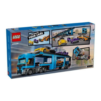LEGO CITY 60408 Đồ Chơi Lắp Ráp Xe Tải Vận Chuyển Xe Đua Thể Thao (998 chi tiết)