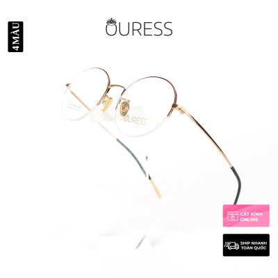 Gọng kính cận titan 80036 nửa khung thời trang mắt kính OURESS nam nữ siêu nhẹ siêu bền