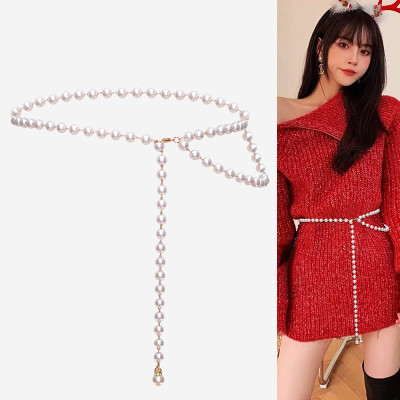 Thắt lưng belt ngọc trai sang chảnh dây nịt nữ xích titan độc đáo ấn tượng phụ kiện hot girl