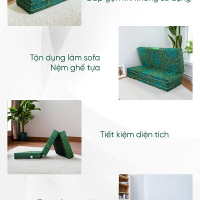 Nệm bông ép gấp 3 Eva Tatana - Dễ dàng di chuyển ,gấp gọn- Màu ngẫu nhiên  - Bảo hành 5 năm.