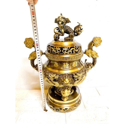 ĐỈNH ĐỒNG CAO 40 CM NẶNG 5.8 KG MÀU CẠO HOA VĂN NỔI CHẤT LIỆU BẰNG ĐỒNG