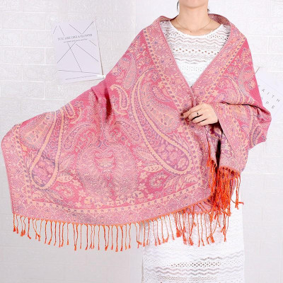 KHĂN CHOÀNG CỔ PASHMINA THỔ CẦM HOA HỒNG 08