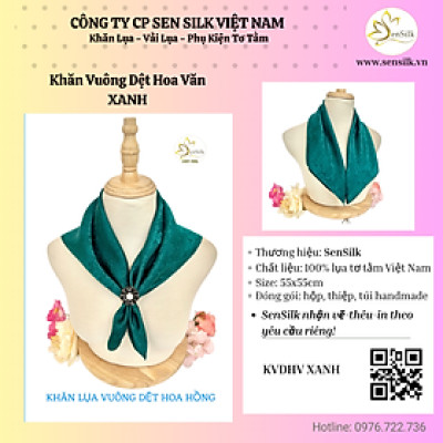 Khăn Lụa Vuông Cao Cấp Dệt Hoa Văn SenSilk 55x55cm, Khăn Lụa Thời Trang, Quà Tặng Lụa Tơ Tằm