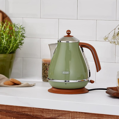 Ấm Siêu Tốc DELONGHI KBOV 2001 GR Cổ Điển Sang Trọng, Nhập Khẩu Đức, Dung Tích 1.7L, Đun Siêu Nhanh Công Suất 2000 W - Hàng Nhập Khẩu