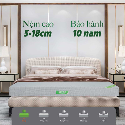 Nệm Bông Ép Tatana Eco Cool Gấp 3 - Áo vải Gấm Lạnh Thoáng Mát, Êm Ái. Bảo hành 10 năm