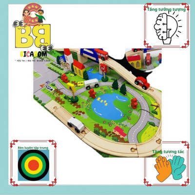 Đồ chơi lắp ráp cho bé bằng gỗ ghép mô hình giao thông thành phố Bc24