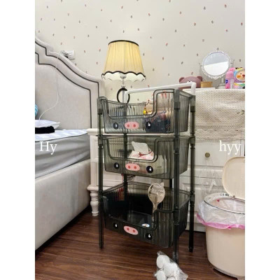 Kệ Nhà Bếp 3 Tầng Trong Suốt Hình Heo Có Bánh Xe Xịn Sò - Kệ Để Mỹ Phẩm, Đồ Trang Điểm Đa Năng - HÀNG CHÍNH HÃNG MINIIN