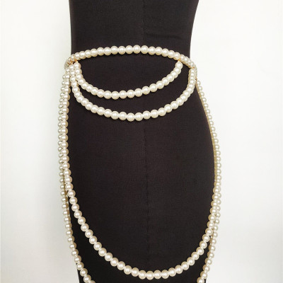 Belt xích ngọc trai phụ kiện thắt lưng belt váy sang chảnh nổi bật phối đồ đa phong cách sang chảnh