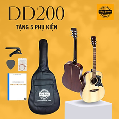 Đàn Guitar Acoustic DD200 NAT - Màu gỗ dáng D cho âm thanh vang tốt sử dụng lâu dài