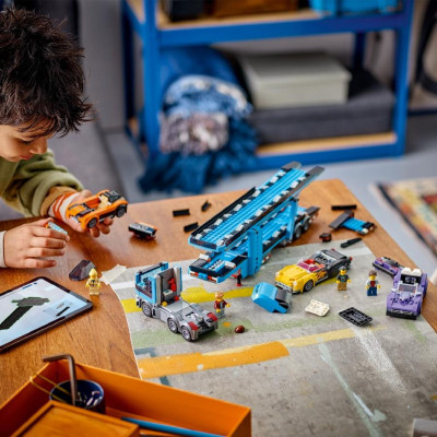 LEGO CITY 60408 Đồ Chơi Lắp Ráp Xe Tải Vận Chuyển Xe Đua Thể Thao (998 chi tiết)