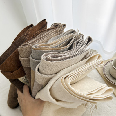 Khăn quàng cổ len dệt kim, tua rua phối màu phong cách Hàn Quốc cho nữ mềm mịn và ấm áp