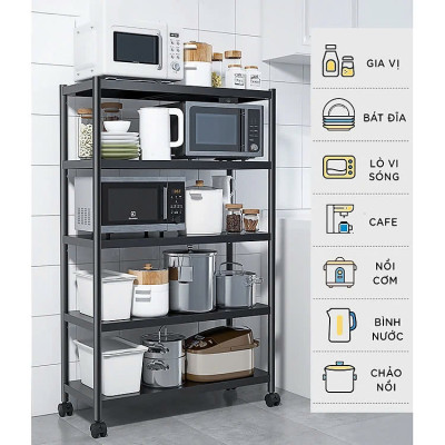 Kệ lò vi sóng đa năng Thép Carbon cao cấp, kệ để đồ nhà bếp siêu chịu lực 300kg sơn tĩnh điện chống bong tróc, kệ nhà bếp
