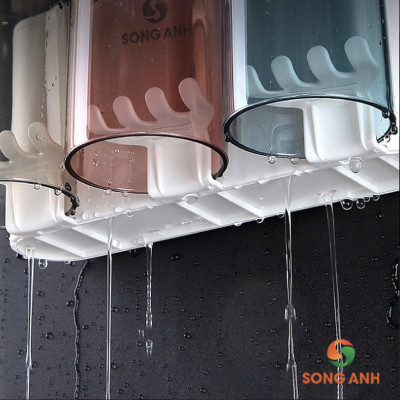 Kệ Để Bàn Chải Kem Đánh Răng 2 Cốc 3 Cốc, Giá Để Đồ Nhà Tắm Song Anh Cao Cấp Không Cần Khoan Tường- Hàng Chính Hãng