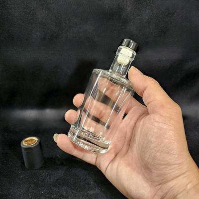 Chai Thủy Tinh Mini mẫu vốt ka nắp cao su kèm màng co – Lọ Thủy Tinh Nhỏ 100ML trụ tròn vai xòe – Chai Đựng Rượu Mini (F2)