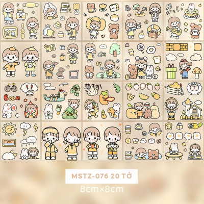 Bộ 20 Tờ Sticker Nhiều Hình Cô Gái Và Bé Thỏ - Telado MSTZ-07/2-6 (Mẫu Màu Giao Ngẫu Nhiên)