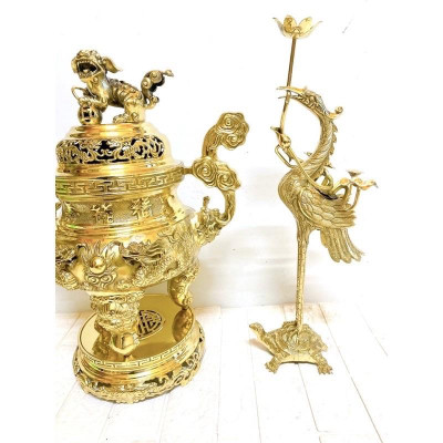 BỘ ĐỈNH TAM SỰ CAO 45 CM NẶNG 11.5 KG CHẤT LIỆU BẰNG ĐỒNG