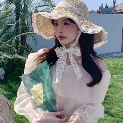 Mũ Rơm Ins Phiên Bản Hàn Quốc Thoáng Mát Nón Rộng Vành Nữ Du Lịch Mùa Hè Mũ Cói Đi Biển Chống Nắng Phối Ren Gấp Gọn dona23040605