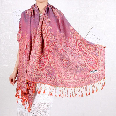 KHĂN CHOÀNG CỔ PASHMINA THỔ CẦM HOA HỒNG 09