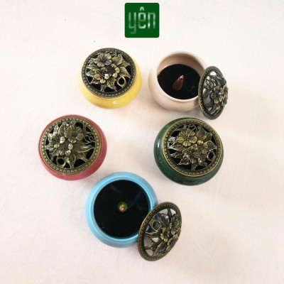 Lư Xông Nhang Nụ Thảo Mộc Bằng Sứ Cao 7cm Nhiều Màu Sắc Phong Thủy Trang Trí Bàn Thờ Dâng Hương