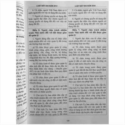 Sách So Sánh Luật Đất Đai Năm 2013 - 2024 và Các Văn Bản Pháp Luật Hướng Dẫn về Đất Đai (V2449A)