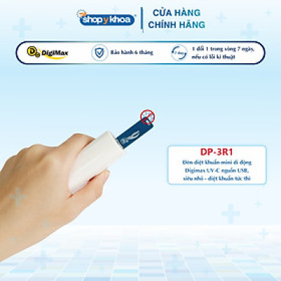 Đèn diệt khuẩn mini di động Digimax UV-C nguồn USB, siêu nhỏ - diệt khuẩn tức thì (DP-3R1)