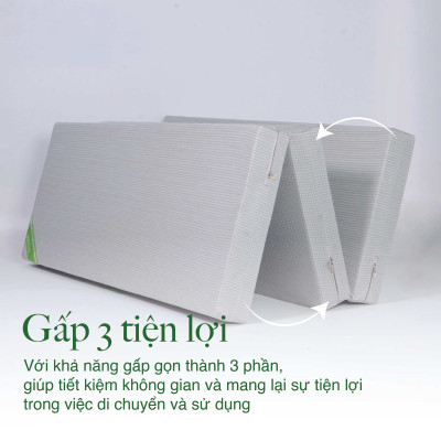 Nệm Bông Ép Tatana Eco Cool Gấp 3 - Áo vải Gấm Lạnh Thoáng Mát, Êm Ái. Bảo hành 10 năm