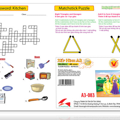 Xếp hình Tia Sáng Công chúa cổ tích  (48 Mảnh Ghép) - Tặng kèm câu đố mặt sau cho bé