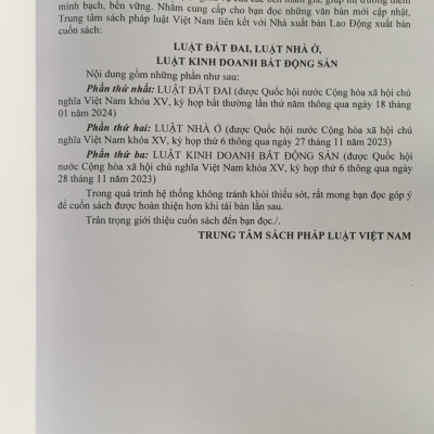 Luật đất đai, Luật nhà ở, Luật kinh doanh bất động sản (được Quốc hội khóa XV thông qua)