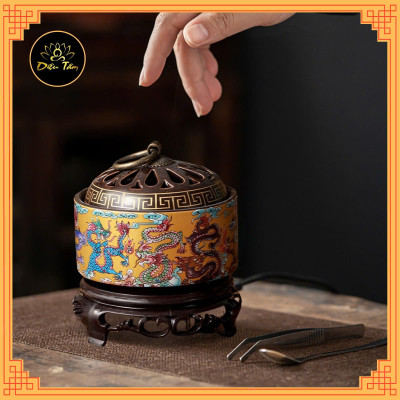 Lư điện xông trầm hương lư xông trầm size to có hẹn giờ có bảo hành dùng để xông trầm, tinh dầu - Diệu Tâm lư điện rồng
