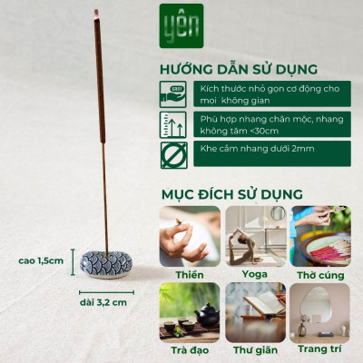 Đế Cắm Nhang Thảo Mộc Bằng Gốm Sứ Yên Tối Giản Dùng Thiền, Yoga Dâng Hương Trang Trí Thư Giãn