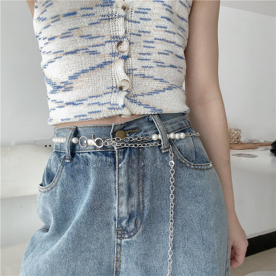 Thắt lưng belt xích thắt lưng titan nam nữ unisex cá tính không gỉ mix hạt ngọc trai siêu ấn tượng siêu tôn dáng đẹp độc lạ chất street style