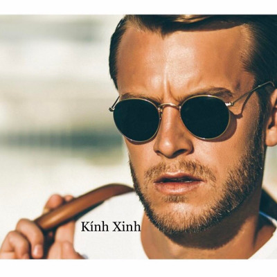 Kính râm Nam Nữ Mắt Tròn Nhỏ Tròng Thủy Tinh Chống Nắng UV 400 Phong Cách Cổ Điển + Tặng Kèm Phụ Kiện Cao Cấp