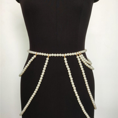 Belt xích ngọc trai phụ kiện thắt lưng belt váy sang chảnh nổi bật phối đồ đa phong cách sang chảnh