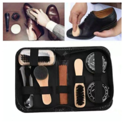 Bộ dụng cụ đánh giầy kèm 2 hộp xi , Bộ xi đánh giầy tiện dụng đánh bóng giầy siêu nhanh