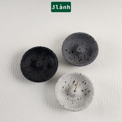 Đế Hứng Nhang Trầm Hương 3 Lành Bằng Đá Rộng Miệng Phong Cách Thiền Nhật Trang Trí Nhà Bàn Thờ Thiền