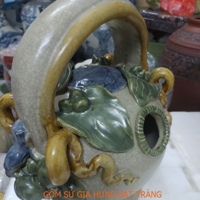 Bình vôi đắp trầu cau men rạn cao 35cm